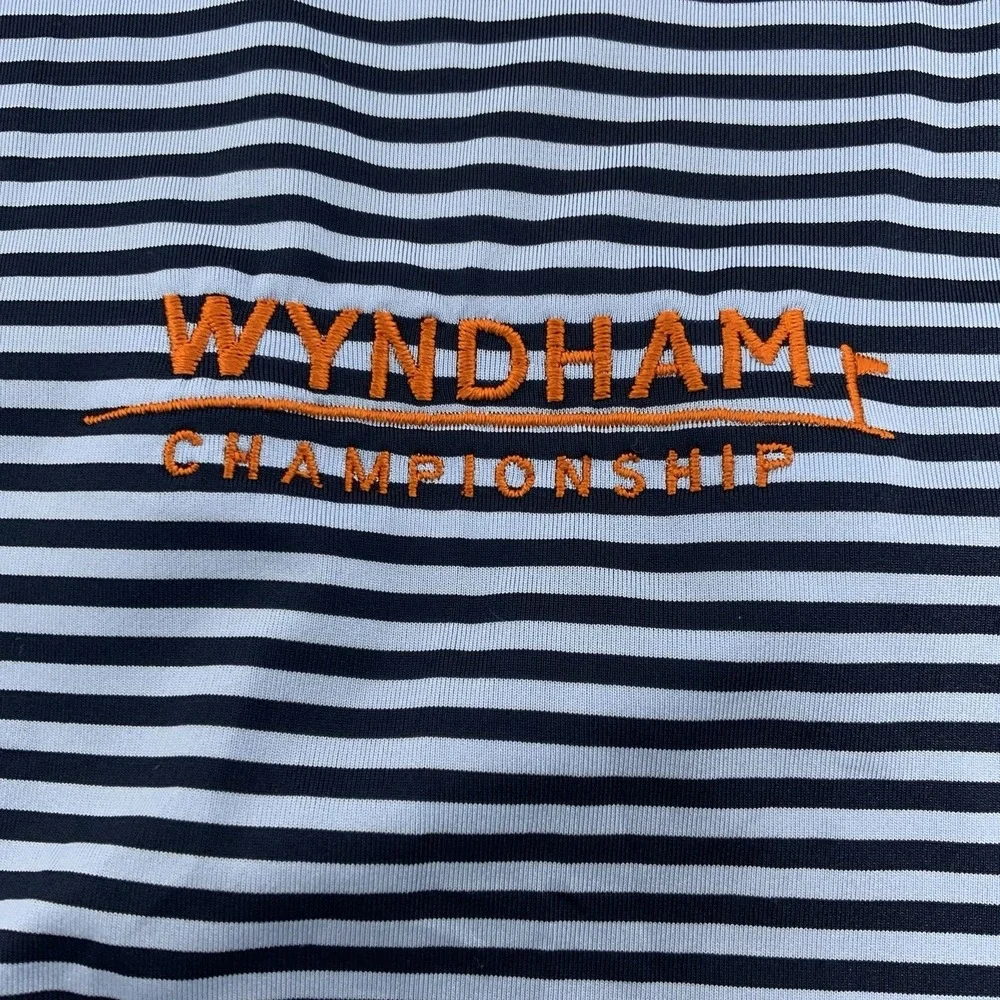 RLX Ralph Lauren Polo Shirt Mens 2XL Blue Stripe Wyndham Championship Golf XXL